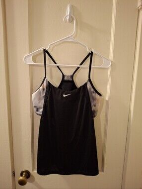Nike Black Racerback Tank Top with Tie-Dye Side Panels